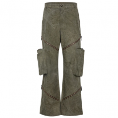 2 Prs Flared Zipper Cargo Pants